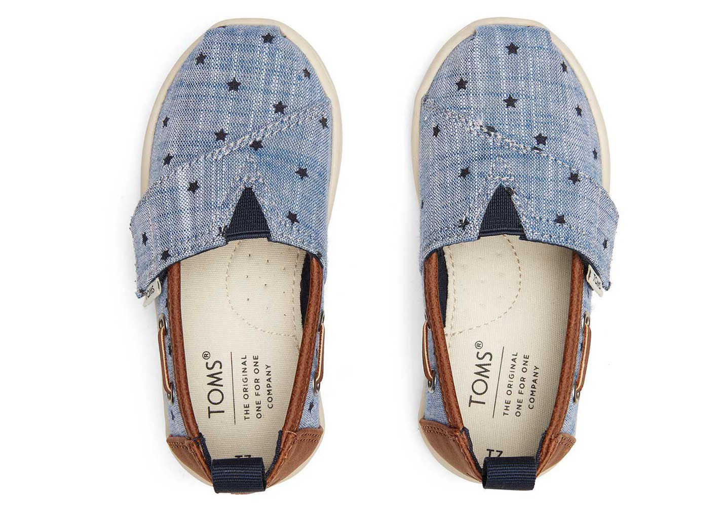 Toms Alpargata Tiny Chambray Stars Espadrille Blue - Kids - 93062-LDYT